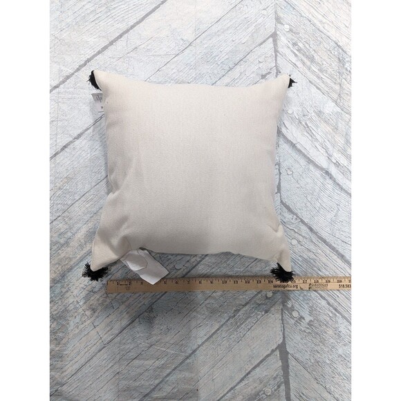 Reserve for the dog cream square decorative throw pillow and black tassels - Picture 3 of 6